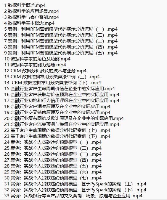 基于Python+Spark的數(shù)據(jù)科學與商業(yè)實踐金融風控客戶預警 視頻教程 下載 圖1